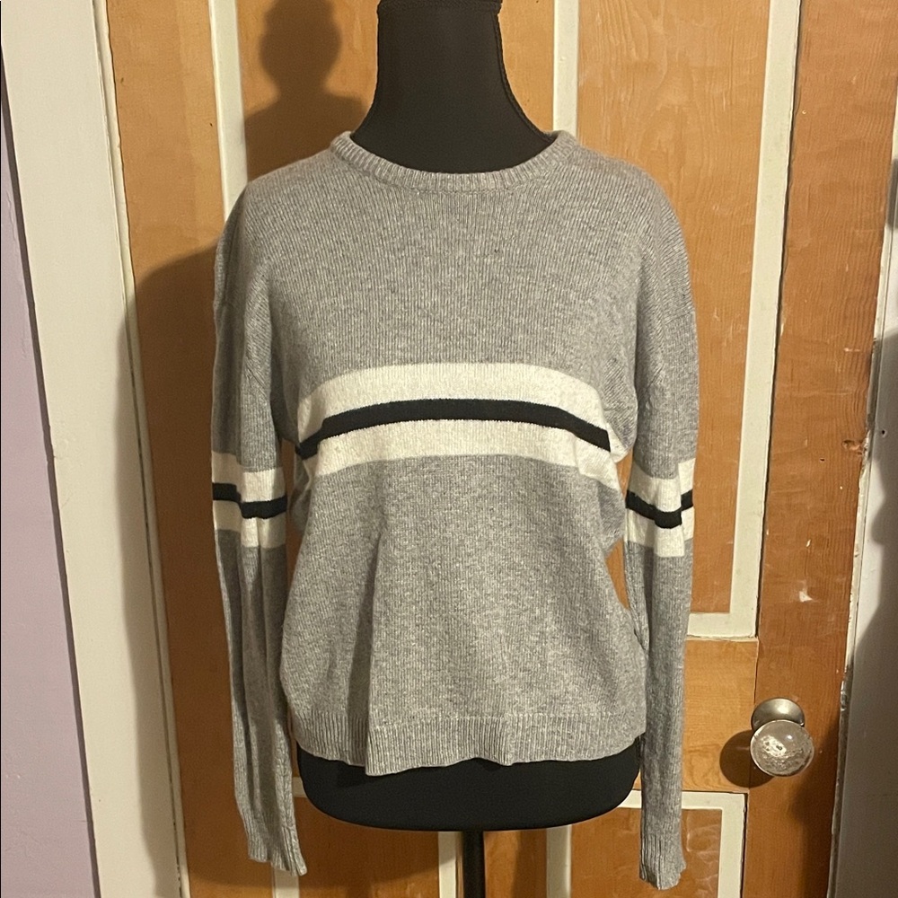 Brandy Melville Gray and Black Striped Sweater